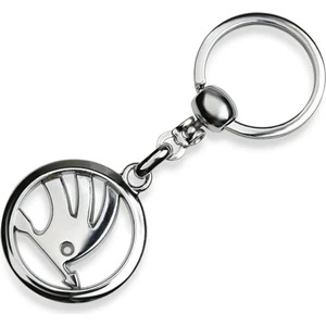 Logolu Uzun Gümüş Metal Anahtarlık