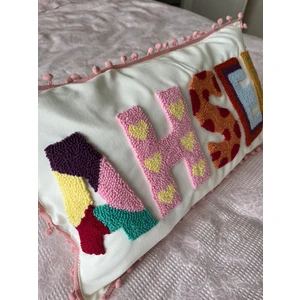 Punch Nakışı ile Işlenmiş Bebek/çocuk Odası Hediyelik Kırlent Kılıfı, %100 El Işlemesi, 30CMX50CM