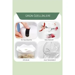 Yeni Nesil Şarjlı Sarımsak Rondosu 3 Bıçaklı Pratik Mini El Rondosu Mini Rondo  250ML