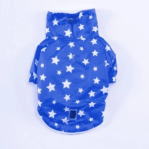 Stars Blue Peluşlu Su Geçirmez Orta-Büyük Irk Köpek Yağmurluğu