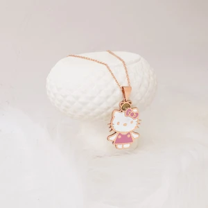 Dkmn Silver KEDİLİ Pembe Mine Taşlı Gümüş Kolye