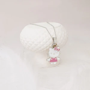 Dkmn Silver Hello Kitty Pembe Mine Taşlı Gümüş Kolye
