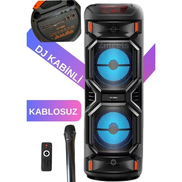 Zineets Mikrofonlu Bluetooth Hoparlör 8x2 Toplantı Parti Eğlence LED Işıklı Sd Kart Fm USB Girişli