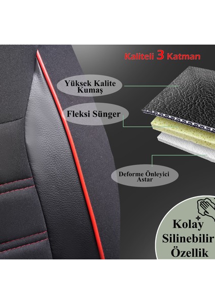 Fiat Egea Uyumlu Özel Tasarım Oto Koltuk Kılıfı Seti Smart K