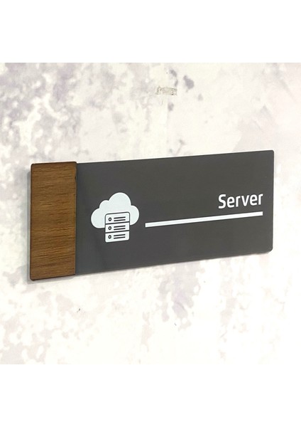 Wooden Serisi (Server) Ofis Oda Kapı İsimliği Yönlendirme Tabelası