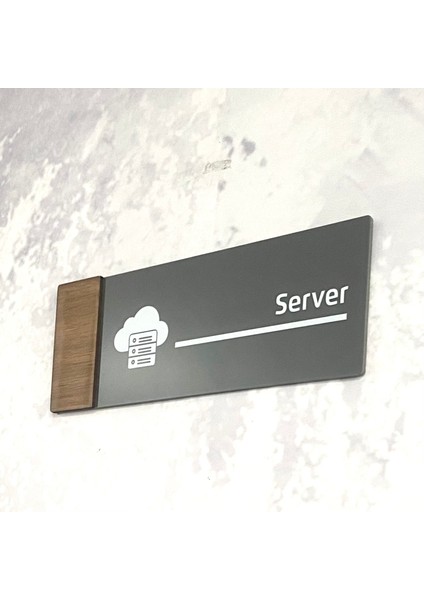 Wooden Serisi (Server) Ofis Oda Kapı İsimliği Yönlendirme Tabelası