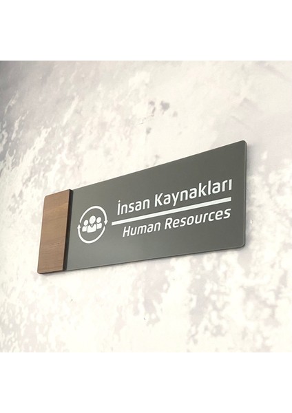 Wooden Serisi (Insan Kaynakları) Ofis Oda Kapı İsimliği Yönlendirme Tabelası