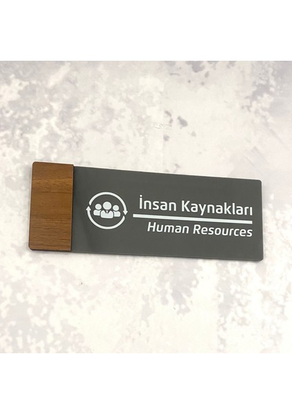 Wooden Serisi (Insan Kaynakları) Ofis Oda Kapı İsimliği Yönlendirme Tabelası