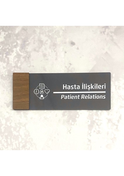 Wooden Serisi (Hasta Ilişkileri ) Ofis Oda Kapı İsimliği Yönlendirme Tabelası