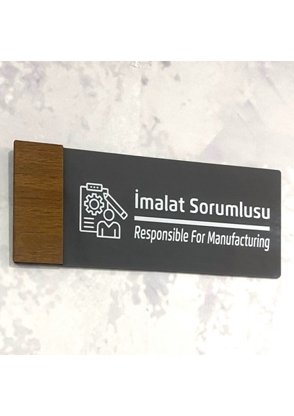 Wooden Serisi (Imalat Sorumlusu) Ofis Oda Kapı İsimliği Yönlendirme Tabelası