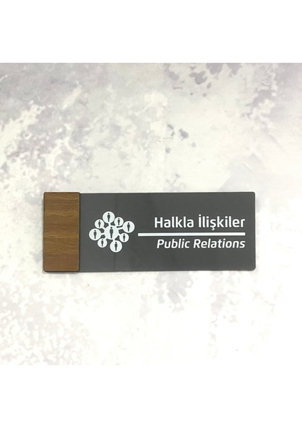 Wooden Serisi (Halkla Ilişkiler) Ofis Oda Kapı İsimliği Yönlendirme Tabelası