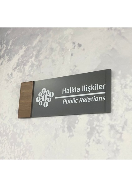 Wooden Serisi (Halkla Ilişkiler) Ofis Oda Kapı İsimliği Yönlendirme Tabelası