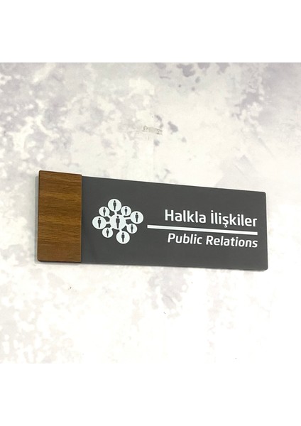 Wooden Serisi (Halkla Ilişkiler) Ofis Oda Kapı İsimliği Yönlendirme Tabelası