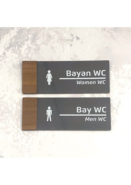 Wooden Serisi (Wc Set) Ofis Oda Kapı İsimliği Yönlendirme Tabelası