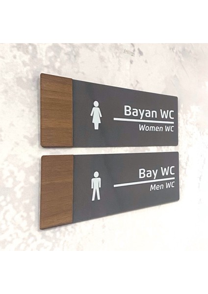 Wooden Serisi (Wc Set) Ofis Oda Kapı İsimliği Yönlendirme Tabelası