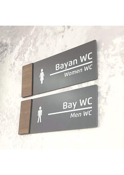 Wooden Serisi (Wc Set) Ofis Oda Kapı İsimliği Yönlendirme Tabelası