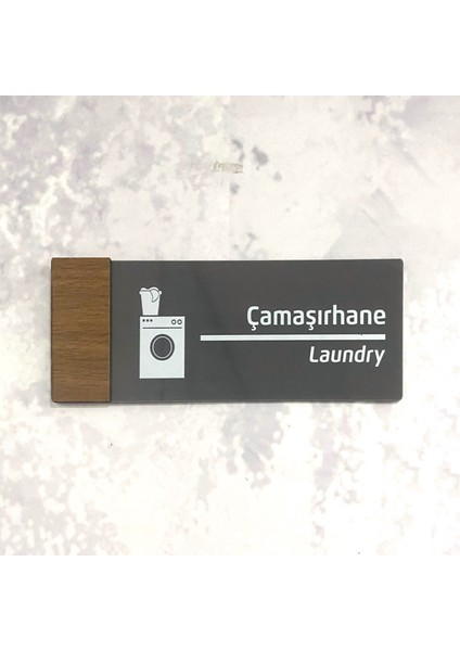Wooden Serisi (Çamaşırhane) Ofis Oda Kapı İsimliği Yönlendirme Tabelası
