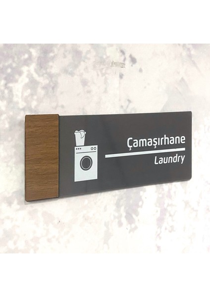 Wooden Serisi (Çamaşırhane) Ofis Oda Kapı İsimliği Yönlendirme Tabelası modelleri