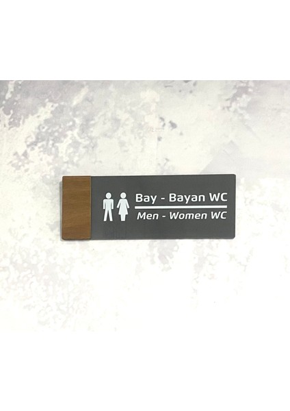 Wooden Serisi (Bay Bayan Wc) Ofis Oda Kapı İsimliği Yönlendirme Tabelası