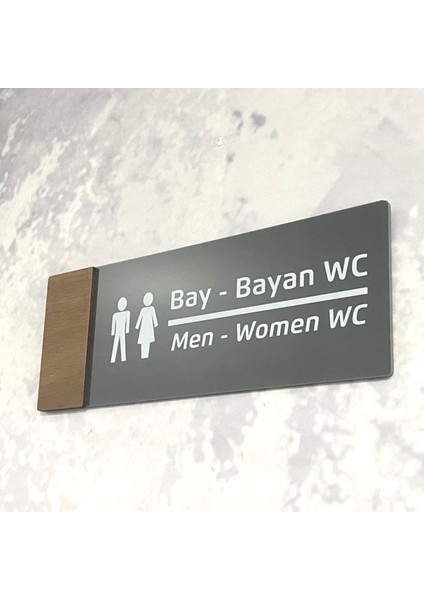 Wooden Serisi (Bay Bayan Wc) Ofis Oda Kapı İsimliği Yönlendirme Tabelası