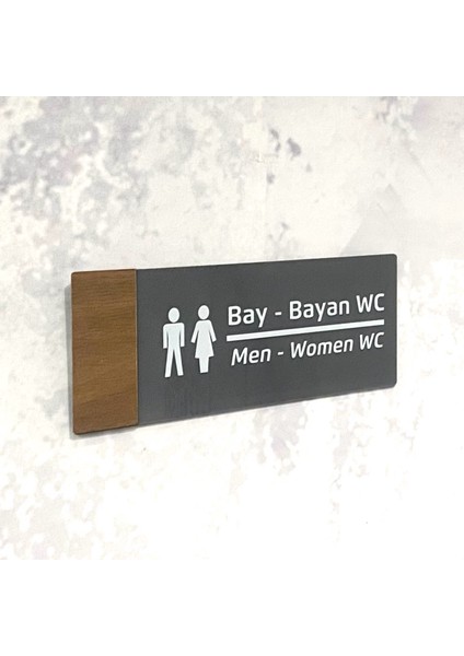 Wooden Serisi (Bay Bayan Wc) Ofis Oda Kapı İsimliği Yönlendirme Tabelası