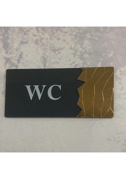 Dekoratif Aynalı Kapı Tabelası Pleksi- Wc Tabelası Gold modelleri