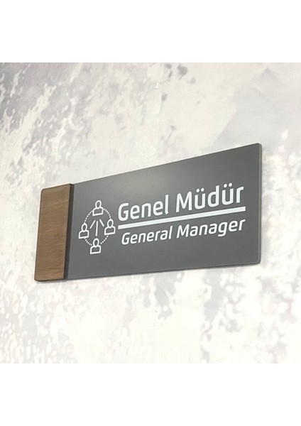 Wooden Serisi (Genel Müdür) Ofis Oda Kapı İsimliği Yönlendirme Tabelası fiyatları