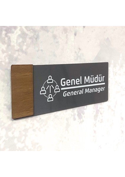 Wooden Serisi (Genel Müdür) Ofis Oda Kapı İsimliği Yönlendirme Tabelası modelleri