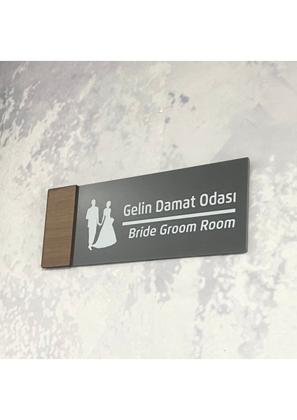 Wooden Serisi (Gelin Damat) Ofis Oda Kapı İsimliği Yönlendirme Tabelası