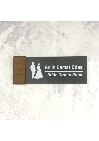 Wooden Serisi (Gelin Damat) Ofis Oda Kapı İsimliği Yönlendirme Tabelası