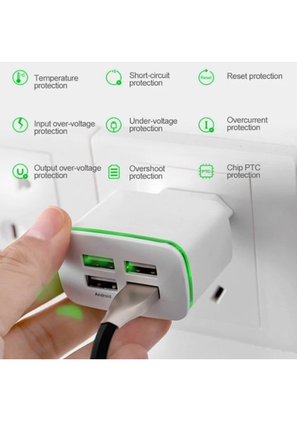 A7 Şarj Adaptörü 4 Port + J2 Micro USB 5A/100W Şarj Kablosu -2mt