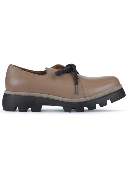 Gri Deri Kadın Klasik Ayakkabı 01WZ6502