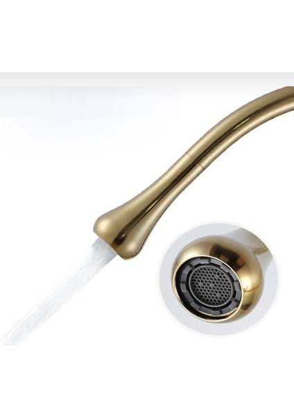 Çanak Lavabo Bataryası Mat Gold Banyo Musluğu Drop Design Mat Altın Lavabo Bataryası