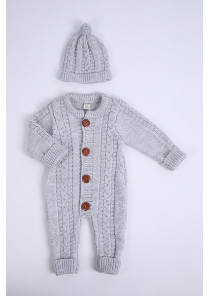 Babyhola Kalın Triko Kız Erkek Bebek Çocuk Kışlık Bereli Tulum Takım 5711 modelleri