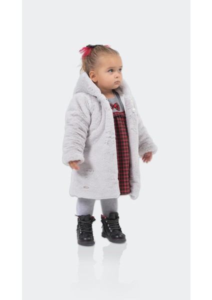 Babyhola Kız Bebek Çocuk Pamuk Astarlı Külah Kapüşonlu Peluş Kaban Kışlık 13622