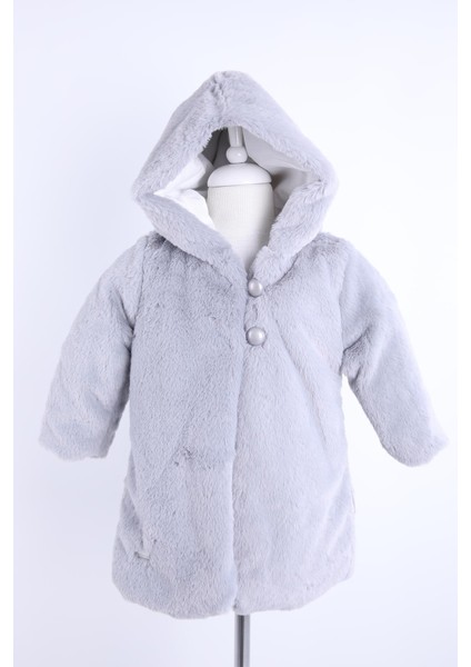 Babyhola Kız Bebek Çocuk Pamuk Astarlı Külah Kapüşonlu Peluş Kaban Kışlık 13622
