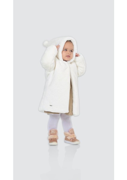 Babyhola Kız Bebek Çocuk Pamuk Astarlı Külah Kapüşonlu Peluş Kaban Kışlık 13622