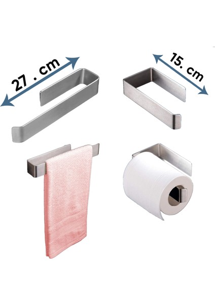 Inox, Ömürlük Banyo Düzenleyici Takımı, 3 Parça, Banyo Aksesuar, Raf, Selpaklık, Havluluk fırsatları