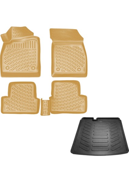 Opel Astra J 3D Havuzlu Paspas Bej Renk + 3D Bagaj Havuzu Paspası Sedan 2012 - 2018 Arası Rizline