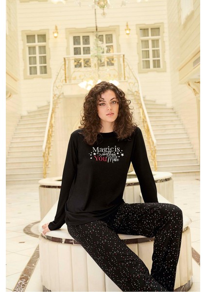 Kadın Esnek Pamuklu Pijama Takımı