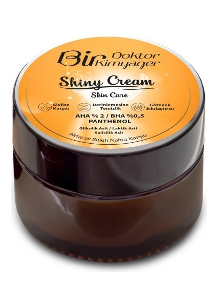 Shiny Cream (Akneli ve Siyah Noktalı Ciltler Için %2 Aha %0.5 Bha) (50 Ml)