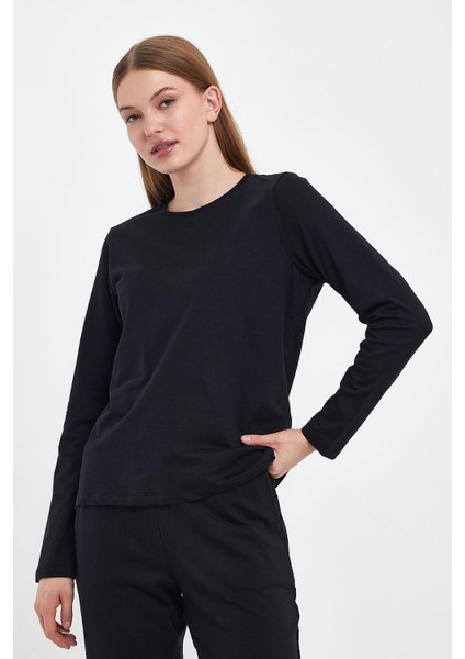 Kadın Gloria Siyah Bisiklet Yaka Regular Fit Basic Tişört modelleri