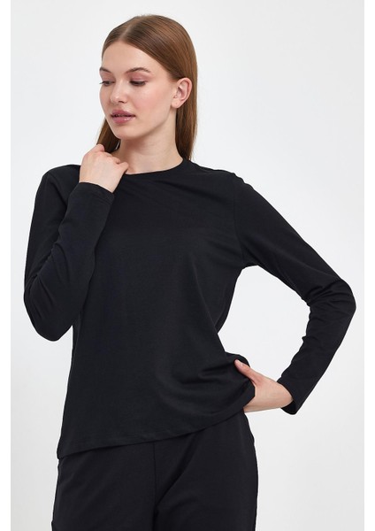 Kadın Gloria Siyah Bisiklet Yaka Regular Fit Basic Tişört fırsatları