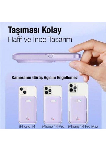 Super Şarj Göstergeli Standlı Magsafe 20W 10000MAH Powerbank Iphone Powerbank Iphone 14 13 12