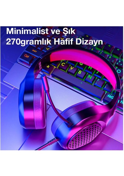 2mt Kablolu Rgb Işıklı Mikrofonlu Oyuncu Kafaüstü Kulaklık Mikrofonlu Rgb Oyuncu Kulaklığı