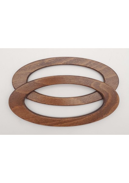 Oval Model 9X19.5 cm Koyu Ahşap Renk Ahşap Çanta Sapı