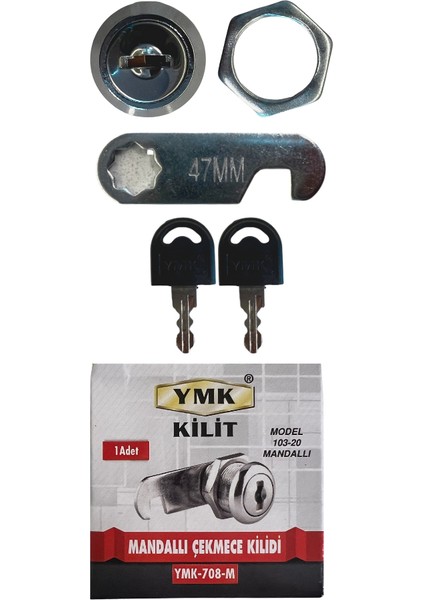 Yuma Ymk Çekmece Kilidi Mandallı Krom Anahtarlı 1 Paket ( 12 Adet )