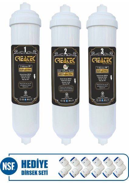 Createc Coconut Bazlı Ön Üç Filtre Seti