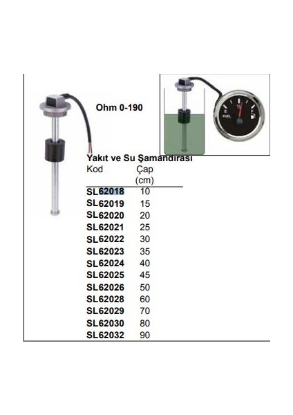 Yakıt/su Şamandırası Cr-Ni 10CM