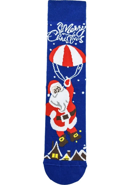 Carnaval Socks Mavi Merry Christmas Yazılı Yılbaşı Çorabı